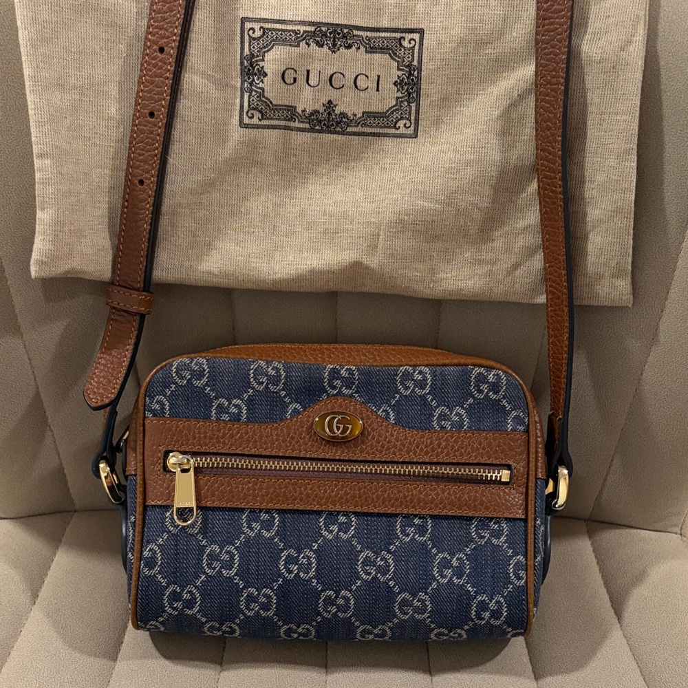 Gucci Jacquard Denim Mini Shoulder/Crossbody Ophidia Bag